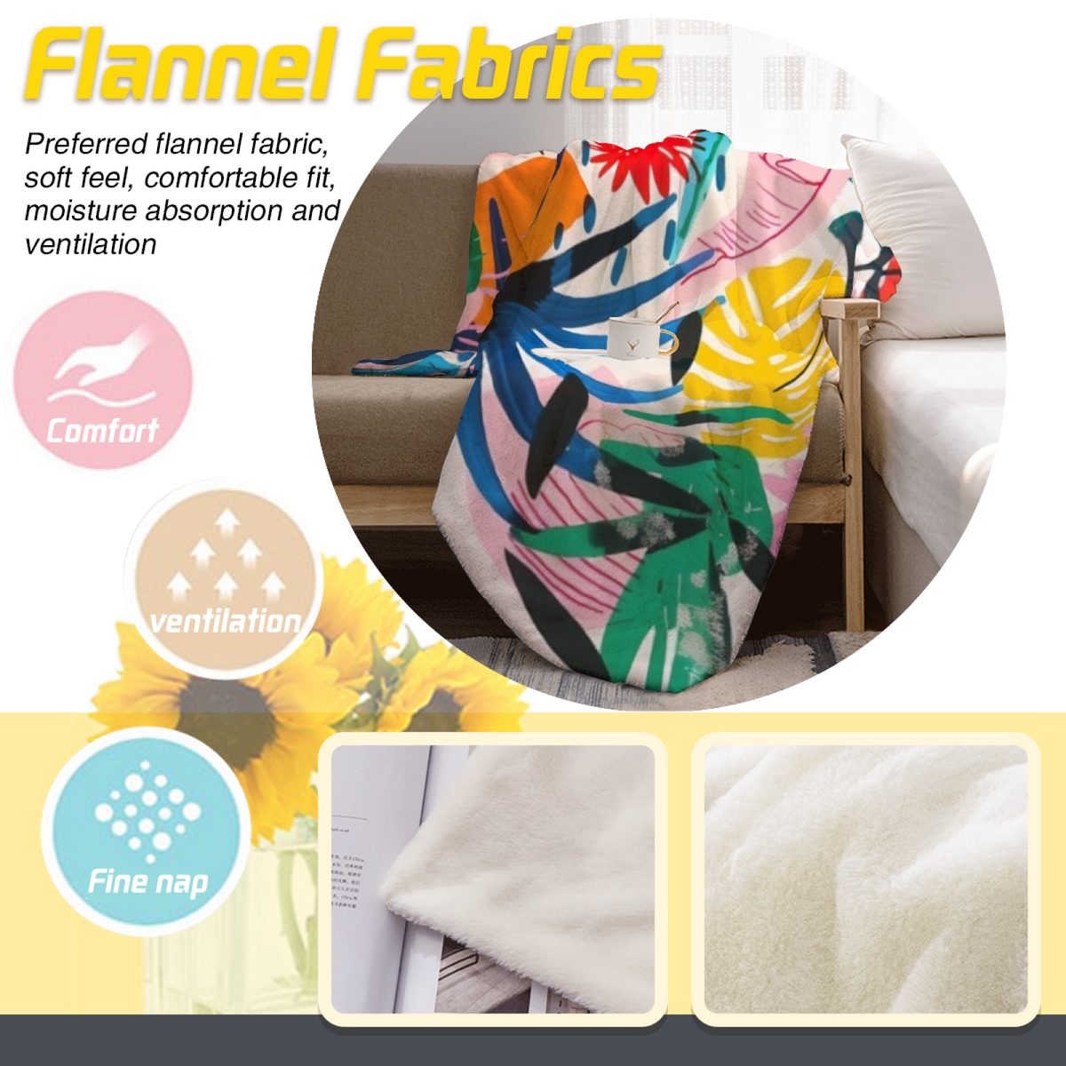 Saffron Meadow Soft Neutral Cozy Decorative Flannel Blanket