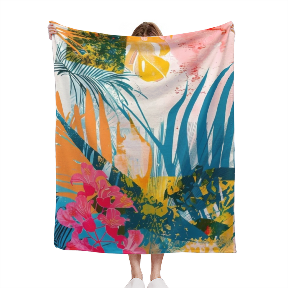 Orchid Meadow Modern Pattern Soft Flannel Blanket
