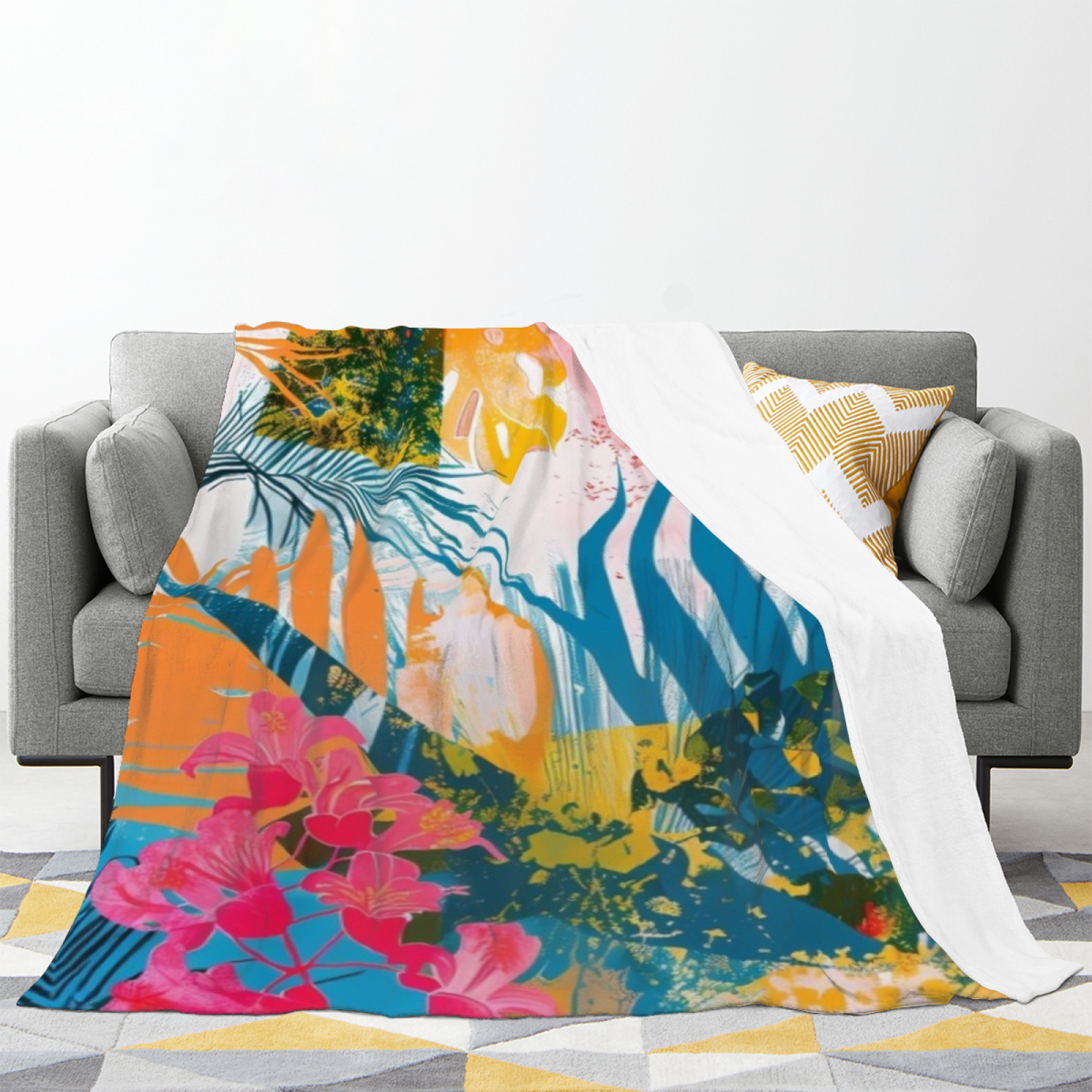 Orchid Meadow Modern Pattern Soft Flannel Blanket