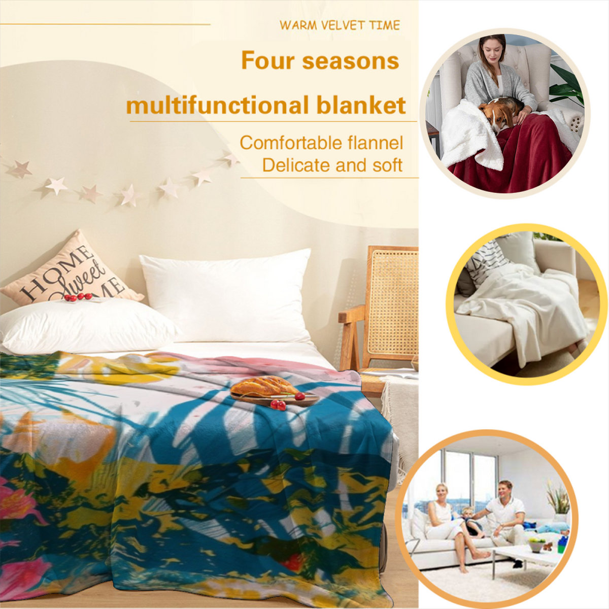 Orchid Meadow Modern Pattern Soft Flannel Blanket