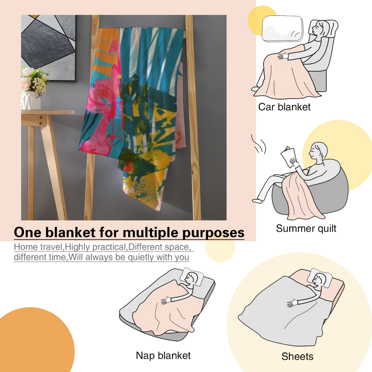 Orchid Meadow Modern Pattern Soft Flannel Blanket