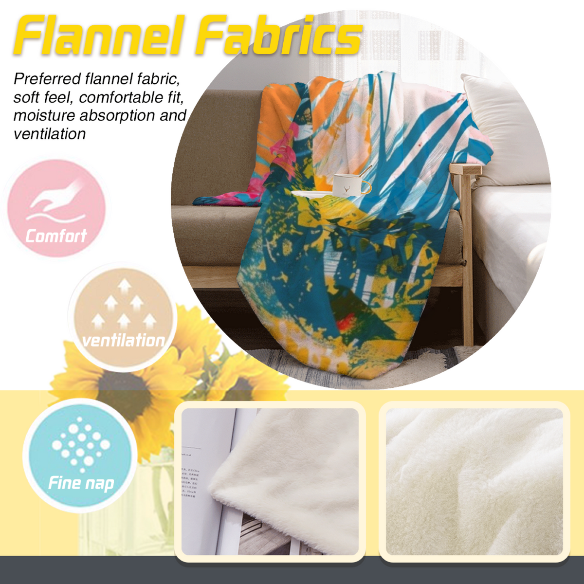 Orchid Meadow Modern Pattern Soft Flannel Blanket