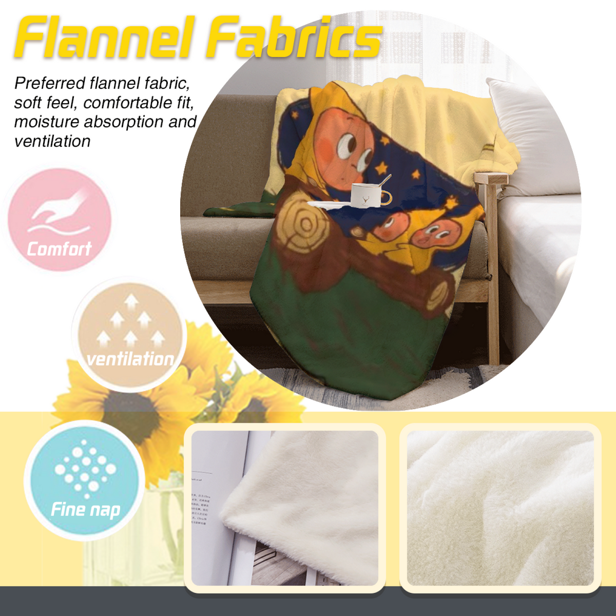Pastel Multicolor Whimsical Decor Plush Flannel Throw ¨C Marigold Tapestry Edition