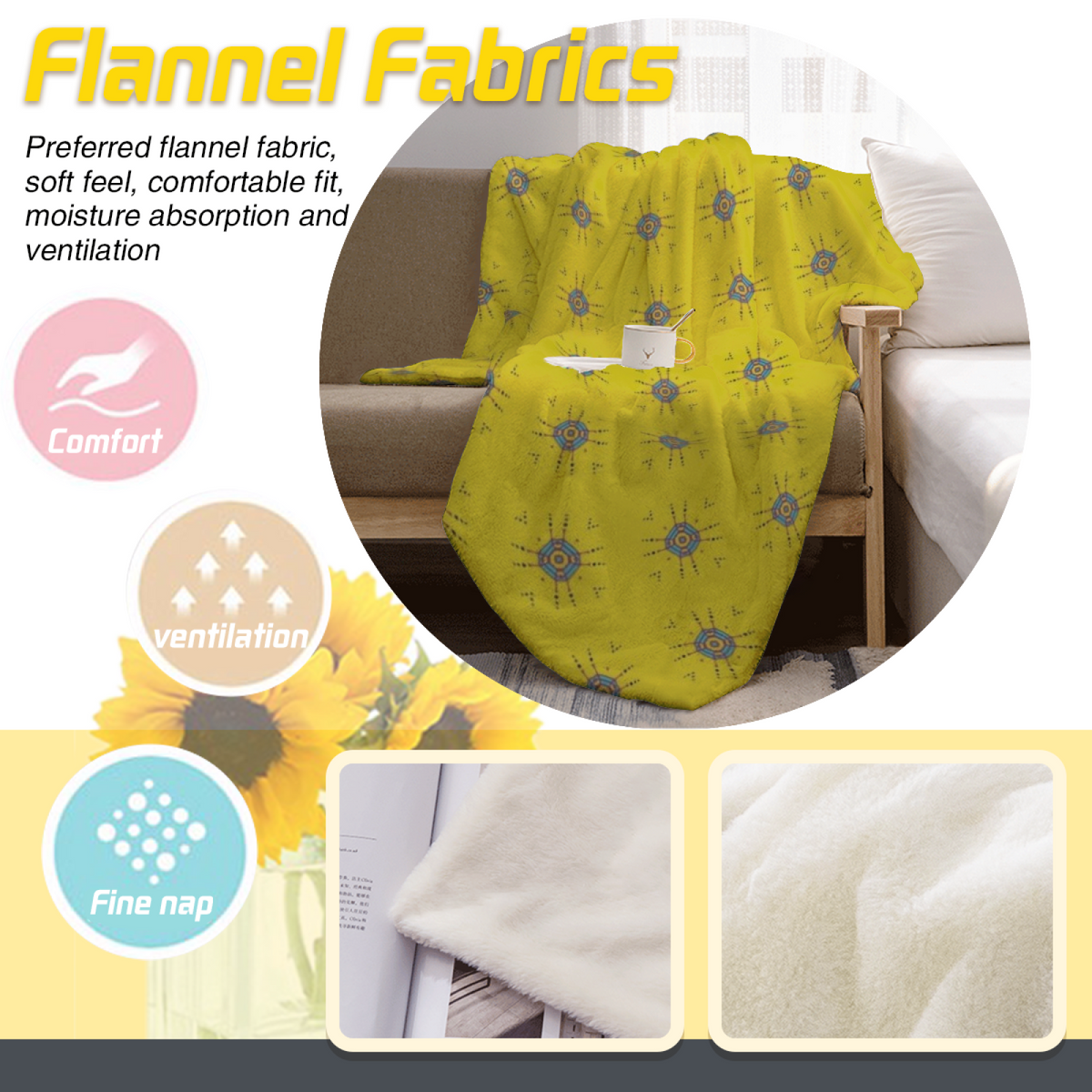 Gilded Vista Expressive Print Cozy Flannel Bed Blanket in Dusty Lilac
