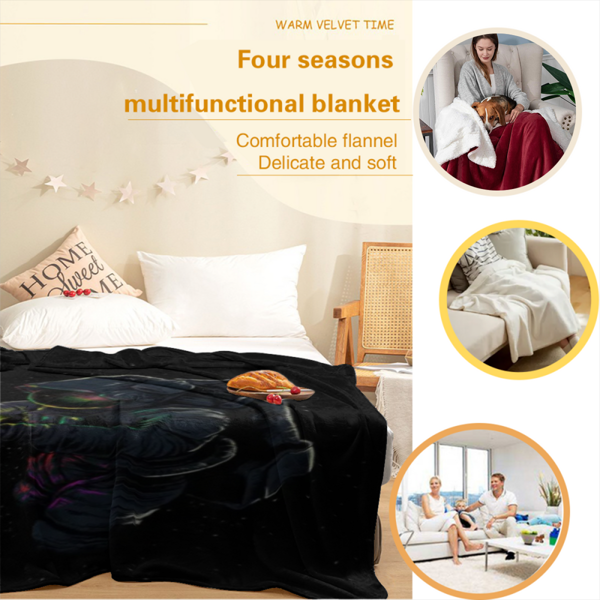 Eclectic Design Opaline Sprout Warm Coral Cozy Flannel Bed Blanket