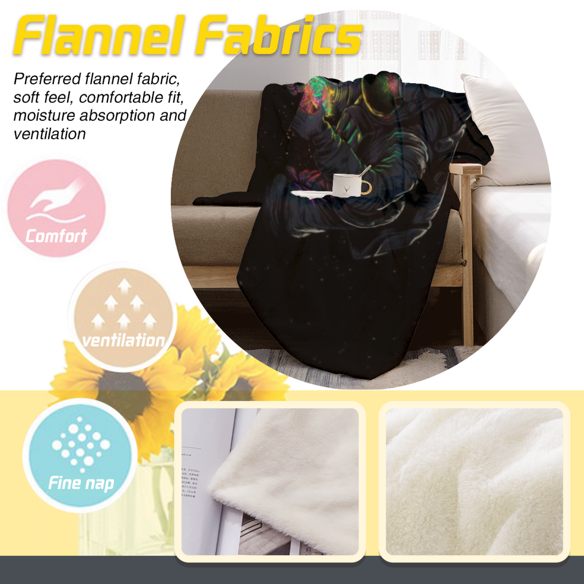 Eclectic Design Opaline Sprout Warm Coral Cozy Flannel Bed Blanket