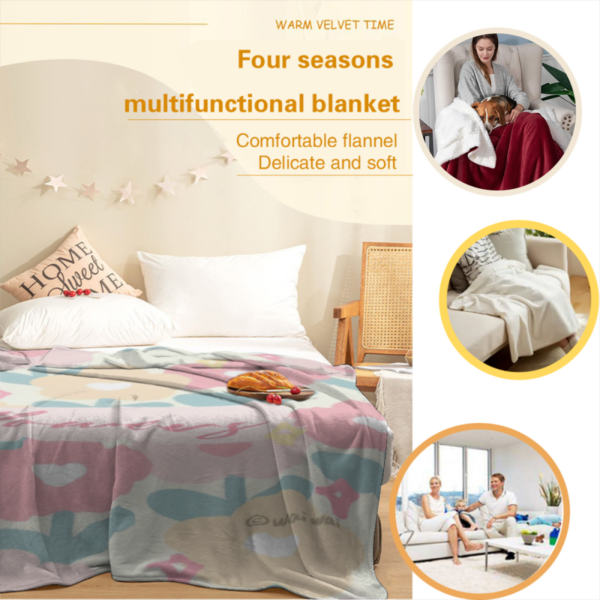 Twilight & Spectrum Playful Graphic All-Season Flannel Blanket
