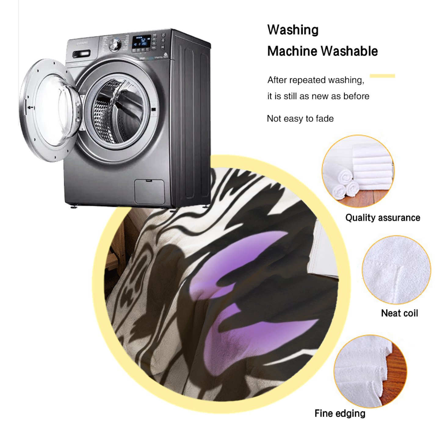 Black and Purple Cartoon Ghost Flannel Throw Blanket ¨C Fun Halloween Character Print