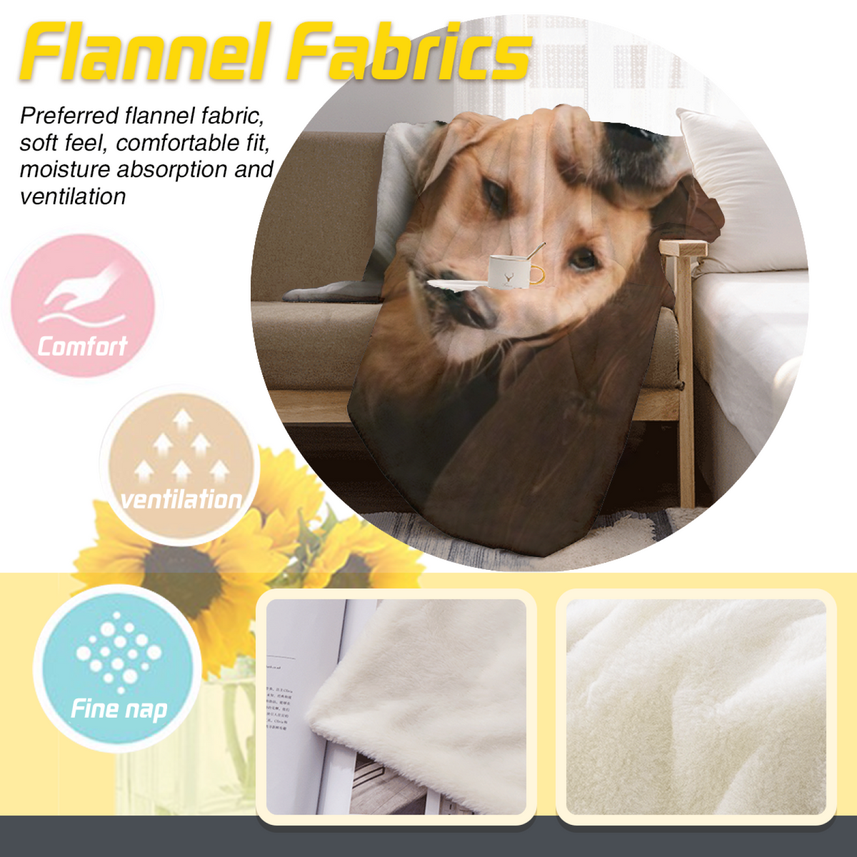 Earthy Multicolor Juniper Sketch Plush Flannel Throw