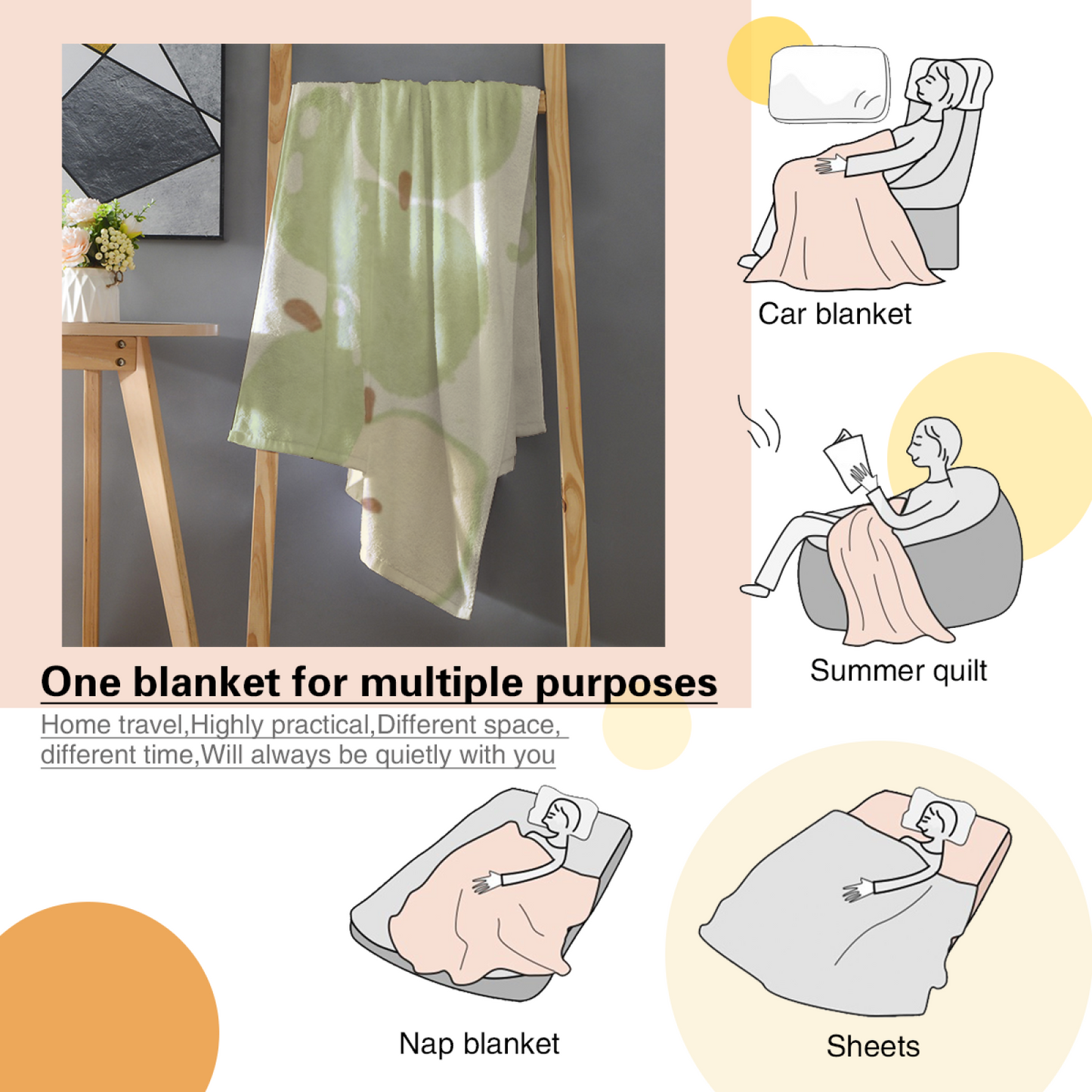 Green Apple Flannel Throw Blanket ¨C Cute Minimal Fruit Character Print