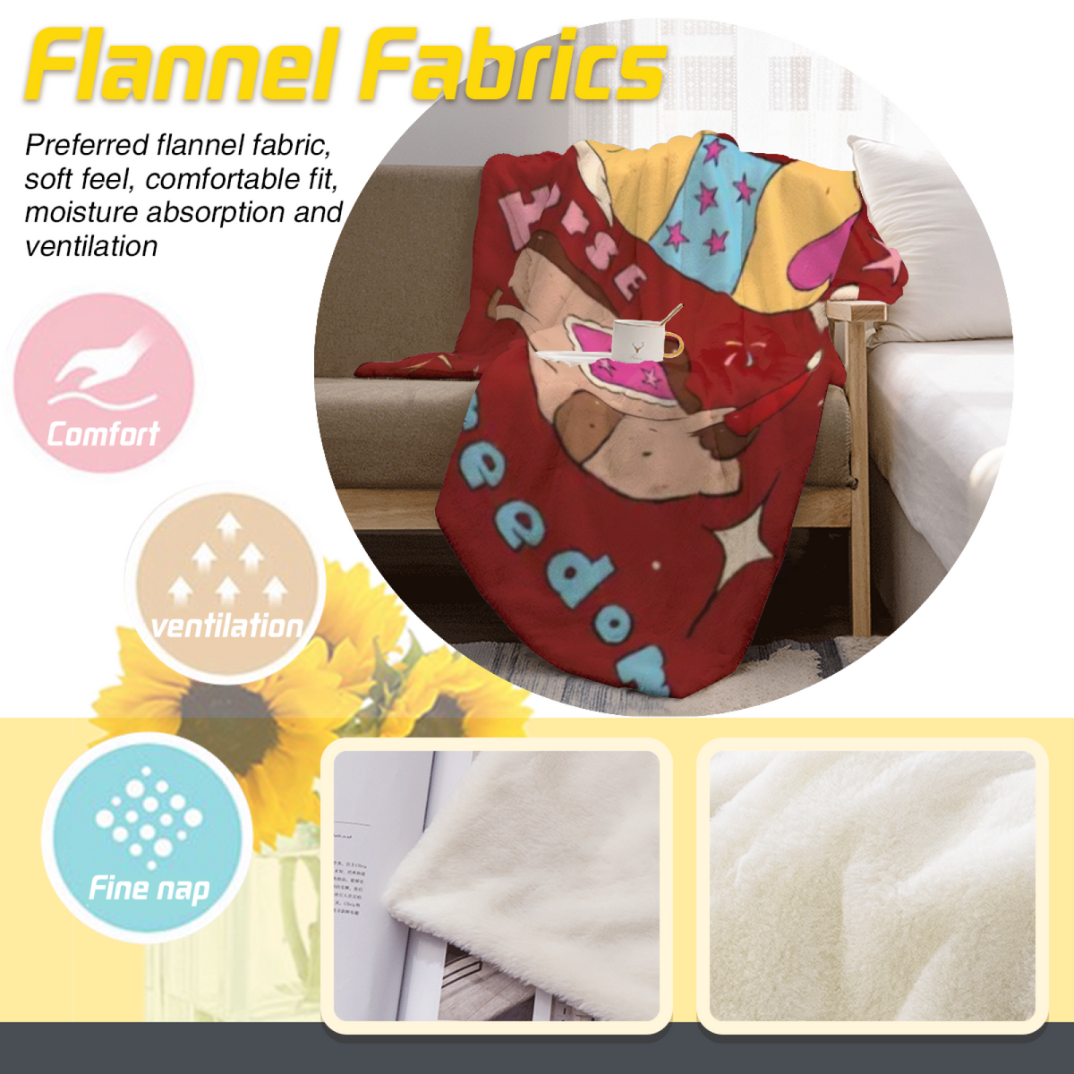 Serene Nectar Expressive Print Cozy Flannel Bed Blanket in Dusty Lilac