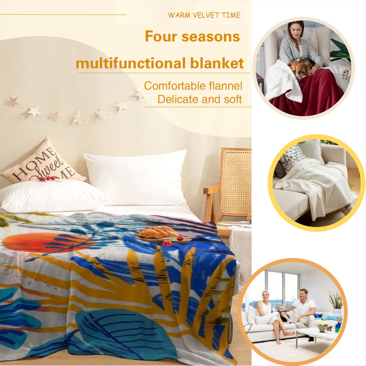Meadow Meadow Soft Neutral Expressive All-Season Flannel Blanket