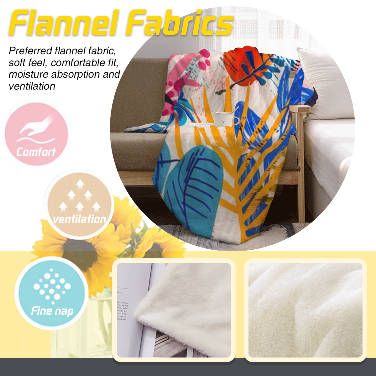 Meadow Meadow Soft Neutral Expressive All-Season Flannel Blanket