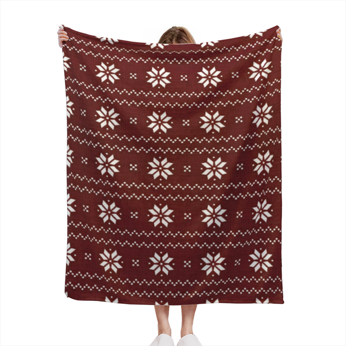 Playful Warm Coral Rosewood Kaleidoscope Lightweight Flannel Throw
