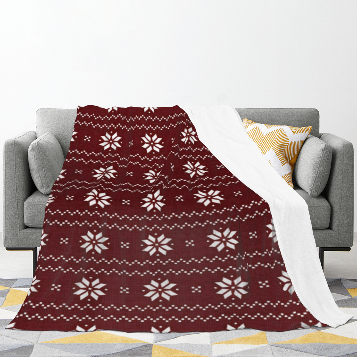 Playful Warm Coral Rosewood Kaleidoscope Lightweight Flannel Throw