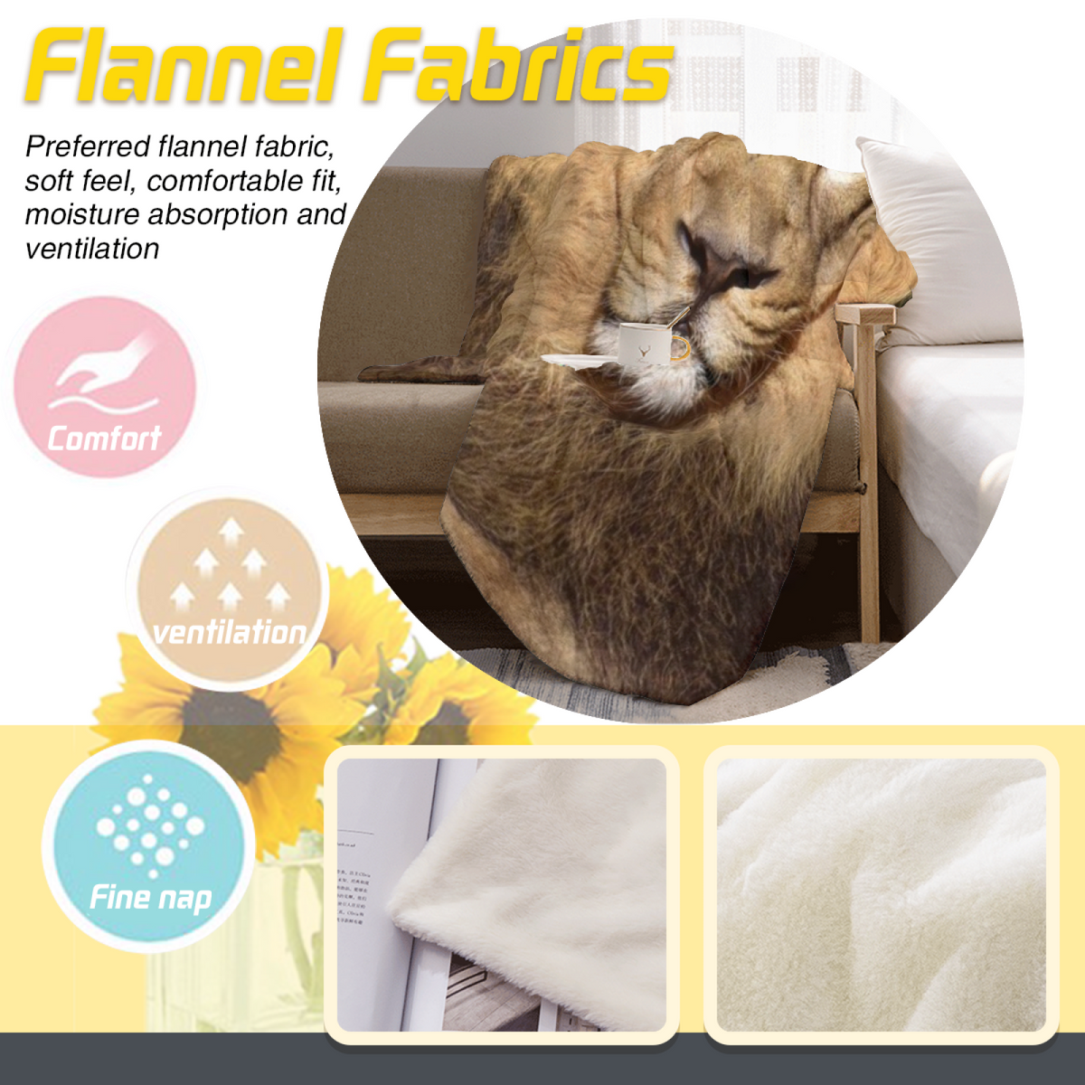 Decorative Flannel Blanket with Cinnamon Atlas Cozy Cottage Artwork