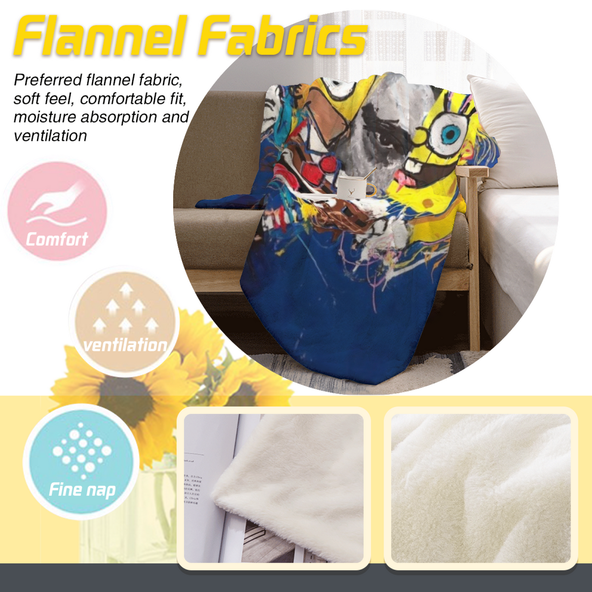 Eclectic Design Enchanted Blossom Soft Neutral Flannel Sofa Throw