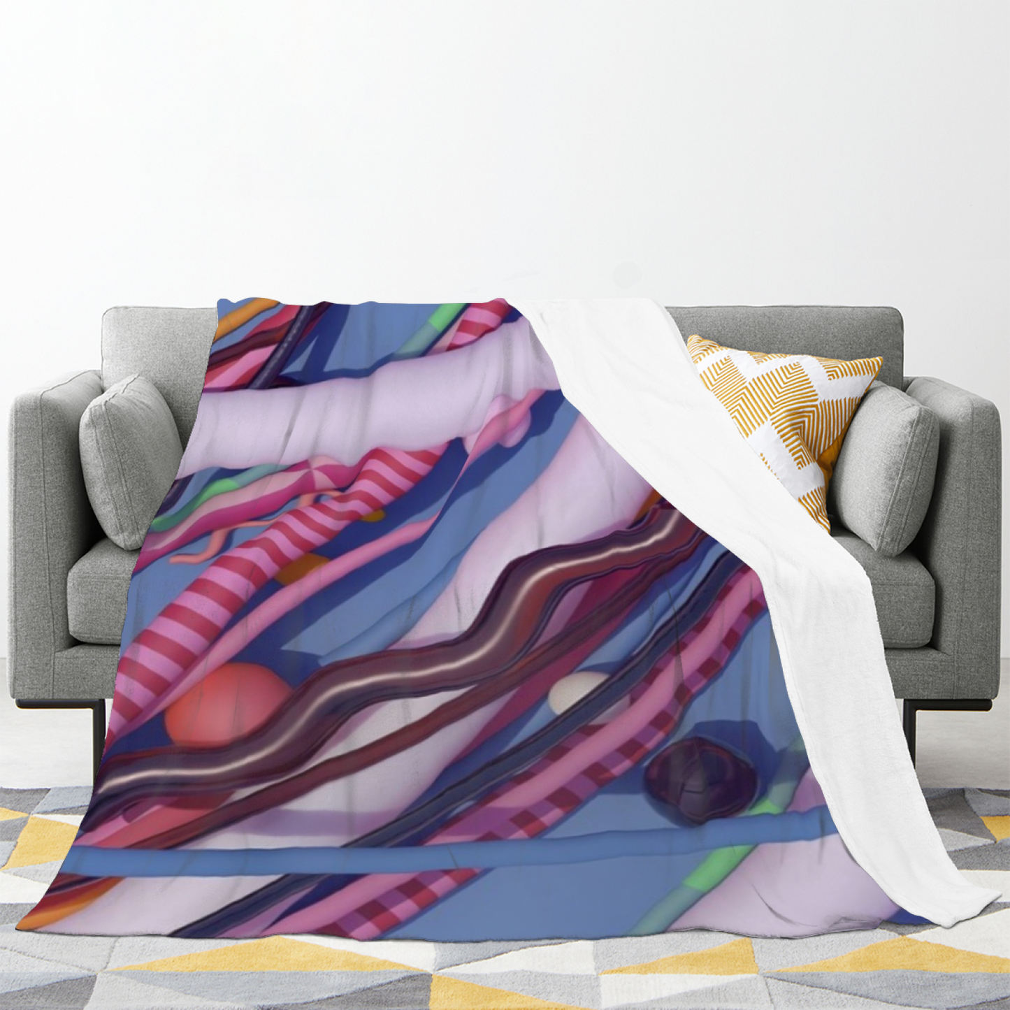 Modern Colorful Throw Blanket ¨C Decorative Printed Artistic Home Blanket