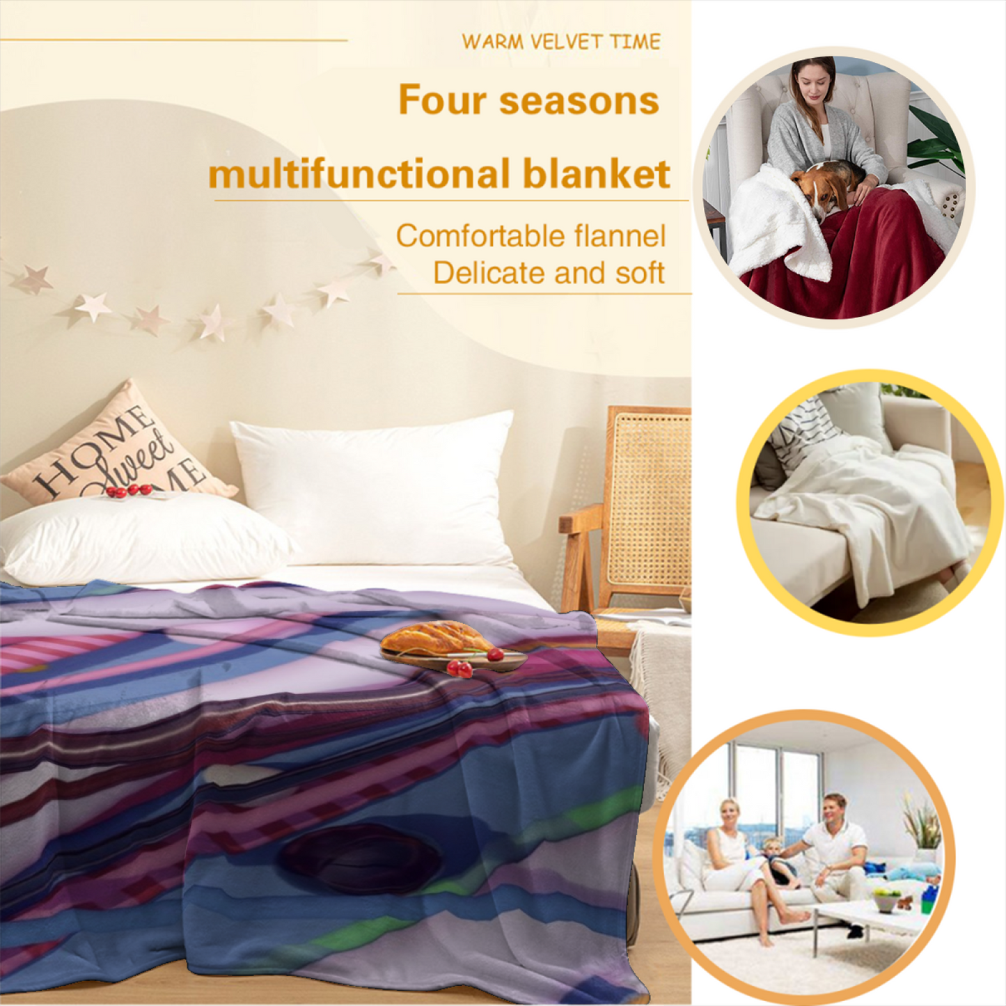 Modern Colorful Throw Blanket ¨C Decorative Printed Artistic Home Blanket