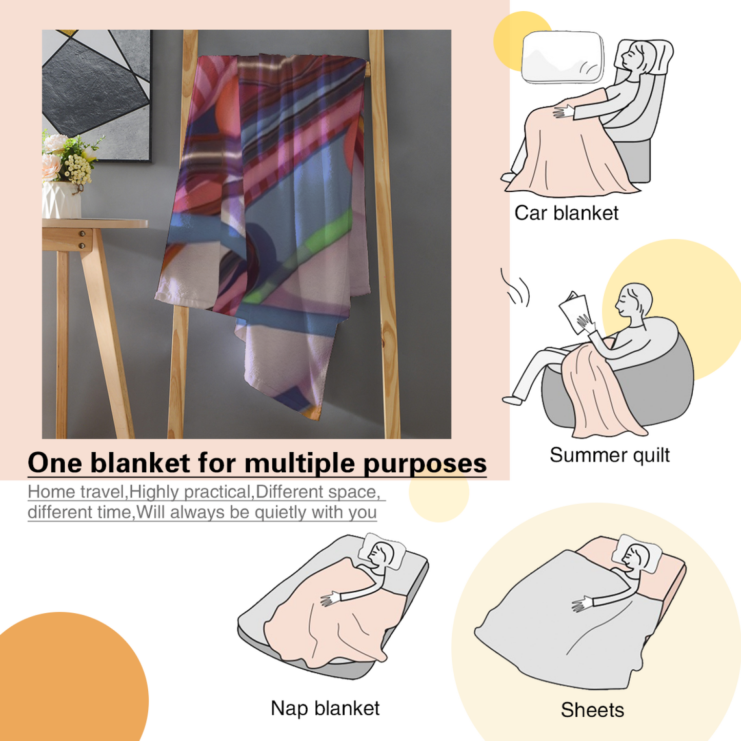 Modern Colorful Throw Blanket ¨C Decorative Printed Artistic Home Blanket