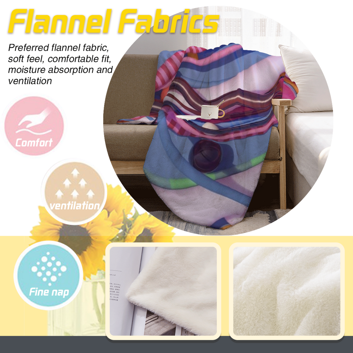 Modern Colorful Throw Blanket ¨C Decorative Printed Artistic Home Blanket