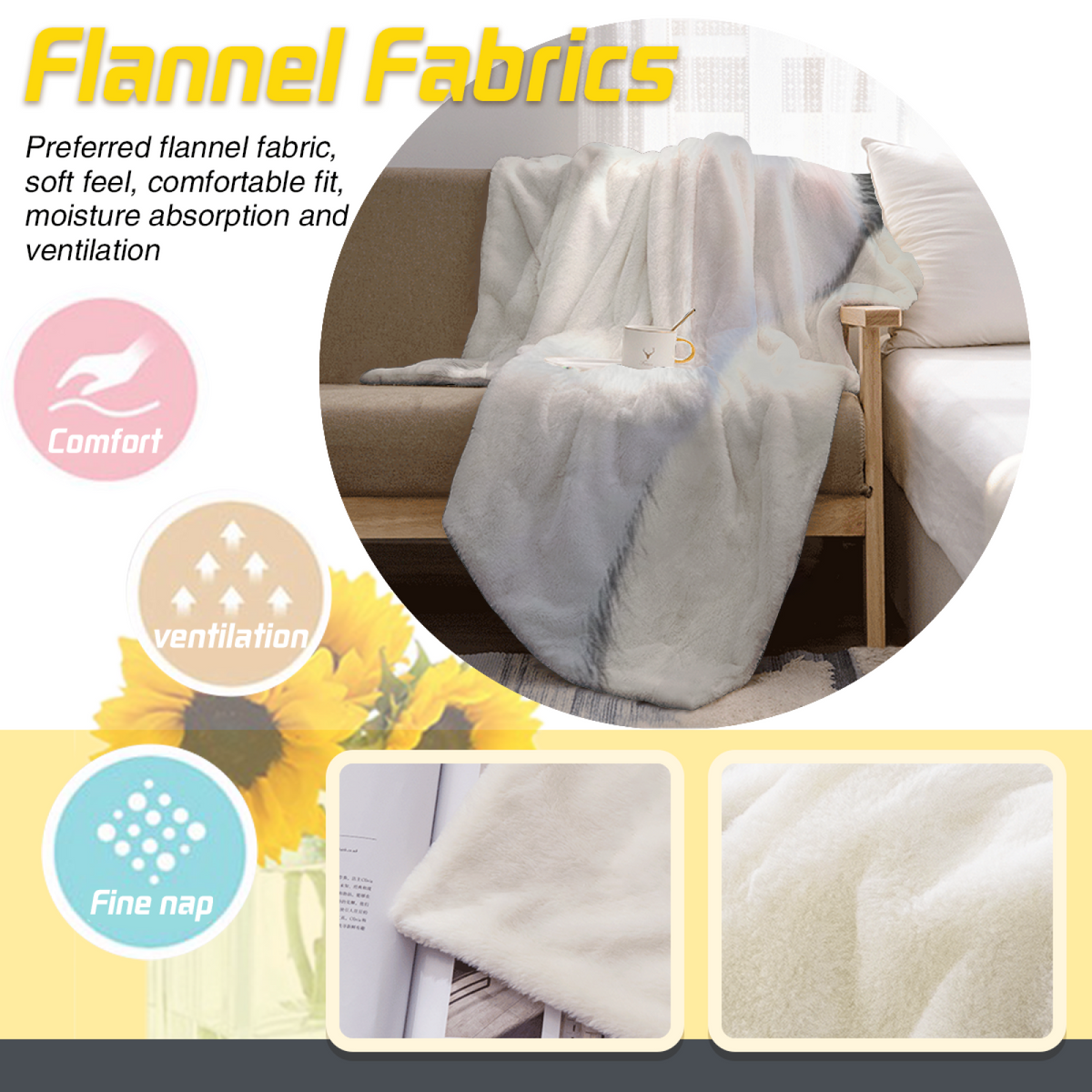 Creamy Ivory Whimsical Decor Plush Flannel Throw ¨C Gilded Valley Edition