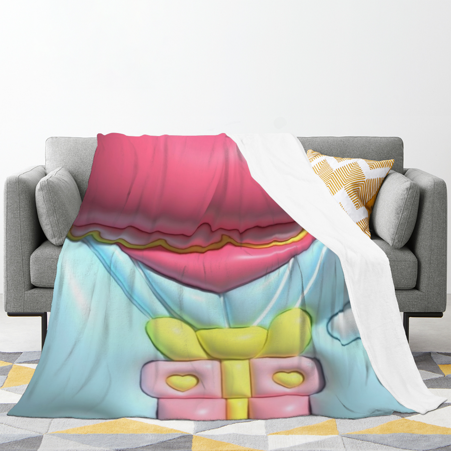 Pastel Pink Gift Box Flannel Throw Blanket ¨C Cute Sweet Holiday Design