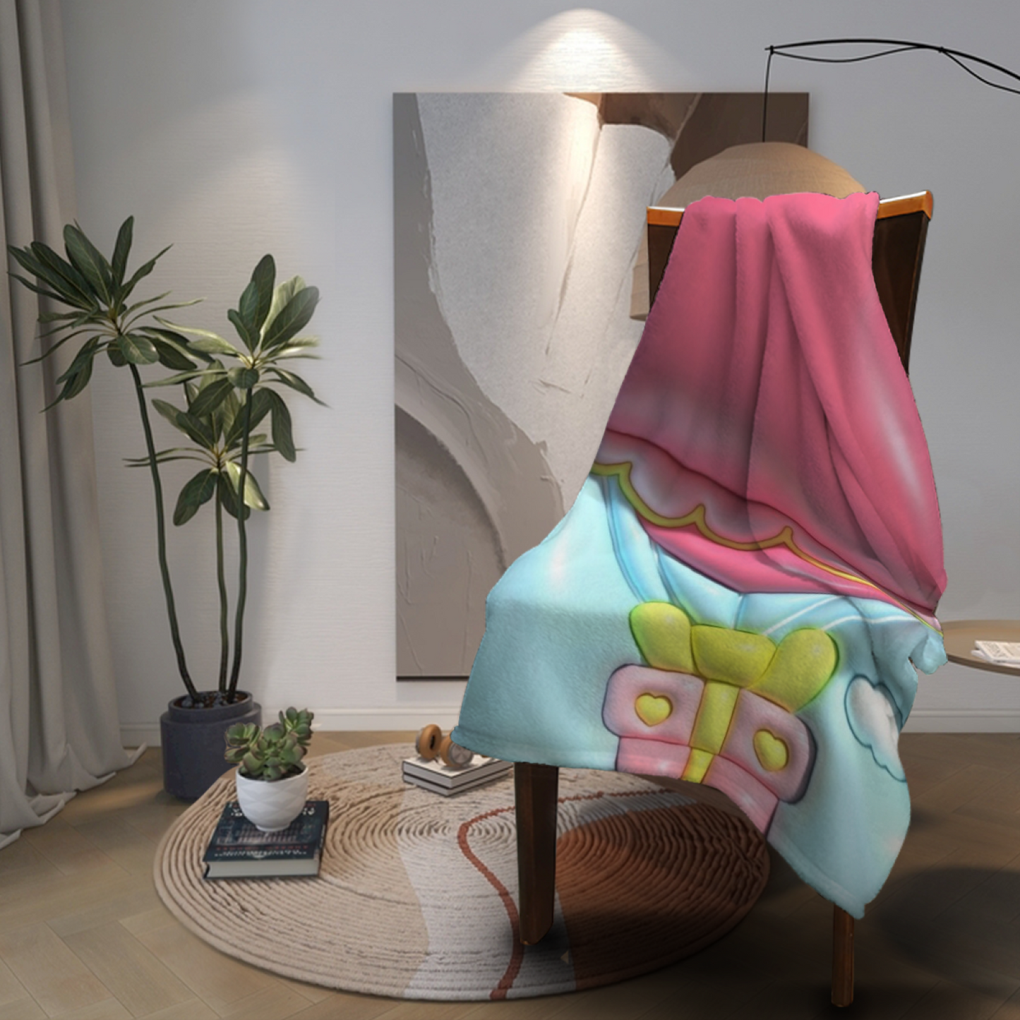 Pastel Pink Gift Box Flannel Throw Blanket ¨C Cute Sweet Holiday Design