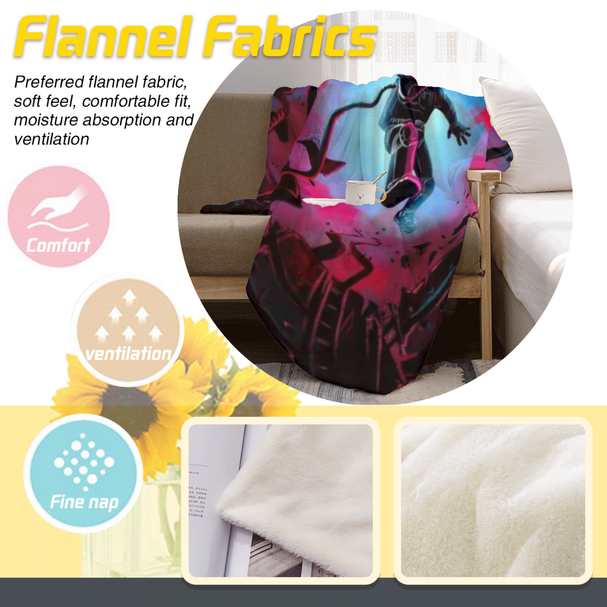 Pastel Multicolor Whimsical Decor All-Season Flannel Blanket ¨C Wildwood Cove Edition