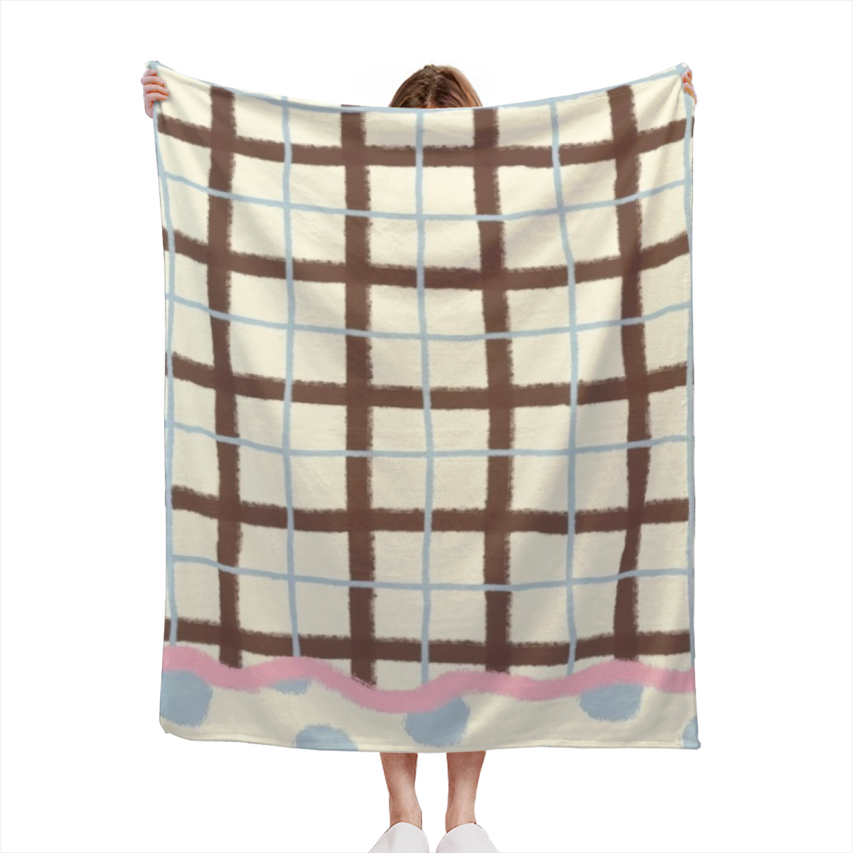 Soft Neutral Indigo Kaleidoscope Lightweight Flannel Throw