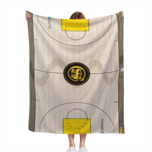 Indiana Pacers-Inspired Basketball Court Flannel Throw Blanket ¨C Yellow and Black Sports Graphic