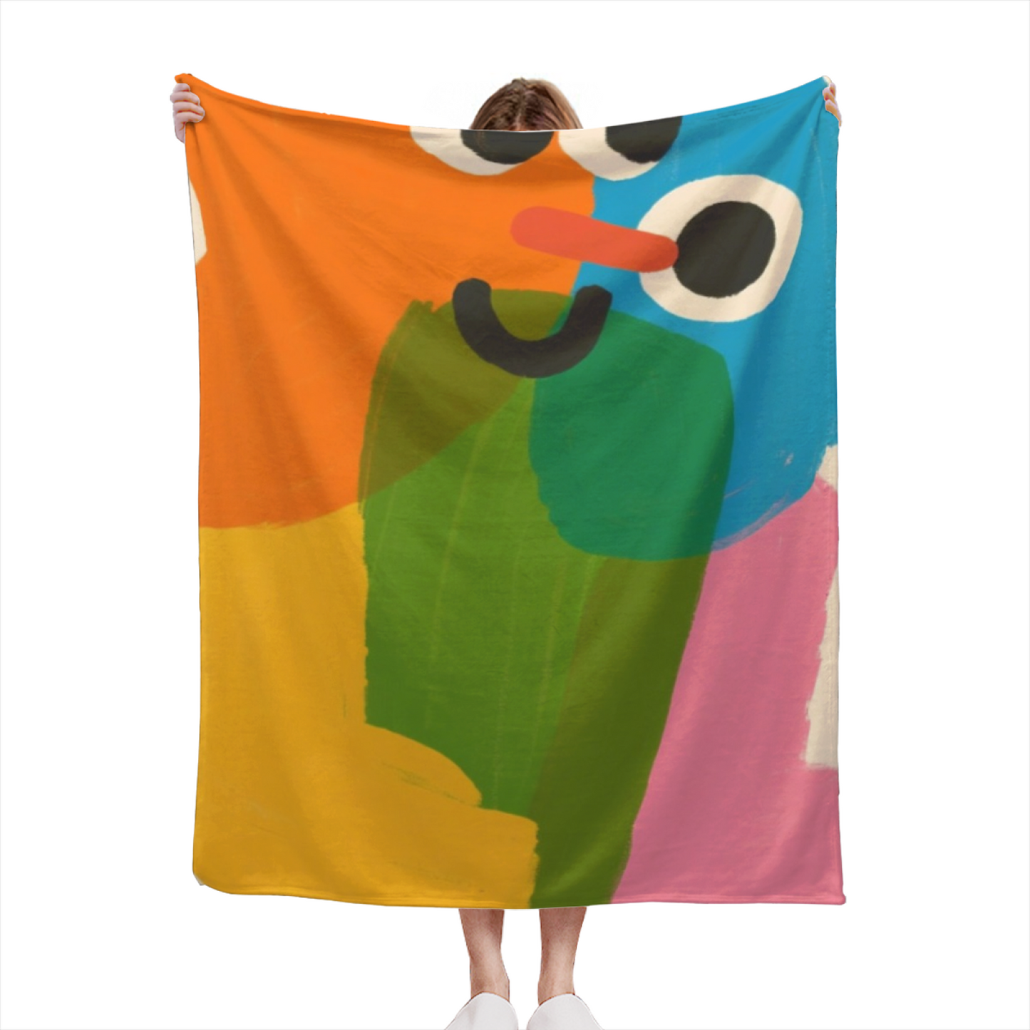 Colorful Abstract Character Art Throw Blanket ¨C Modern Geometric Printed Cozy Blanket
