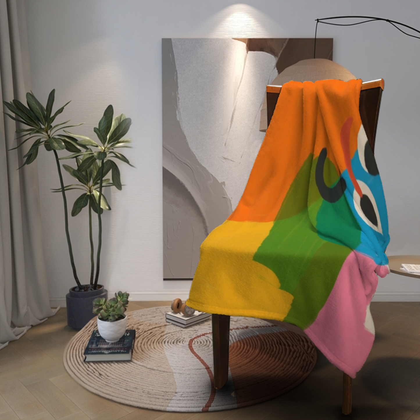 Colorful Abstract Character Art Throw Blanket ¨C Modern Geometric Printed Cozy Blanket