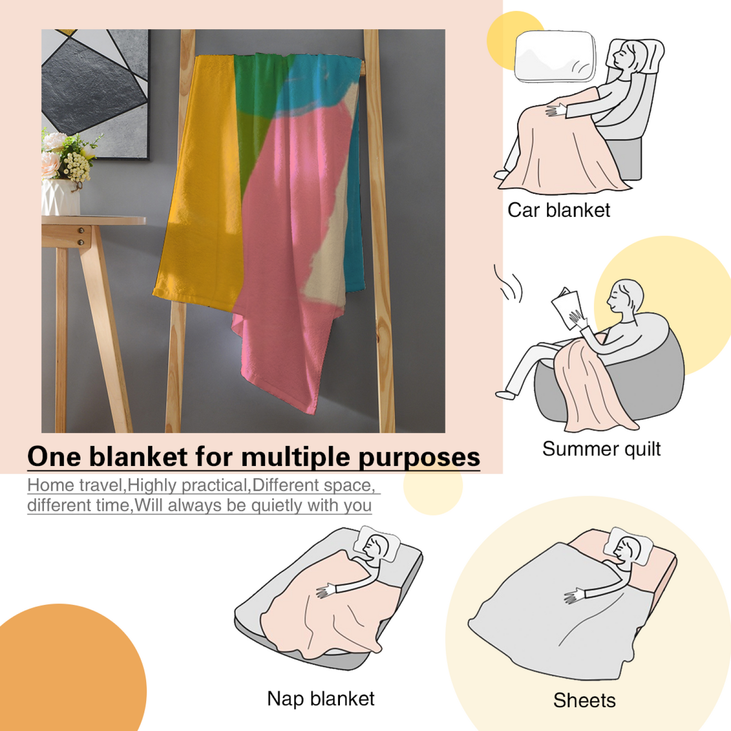Colorful Abstract Character Art Throw Blanket ¨C Modern Geometric Printed Cozy Blanket