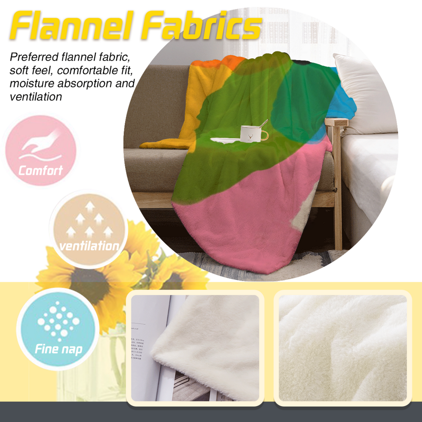Colorful Abstract Character Art Throw Blanket ¨C Modern Geometric Printed Cozy Blanket