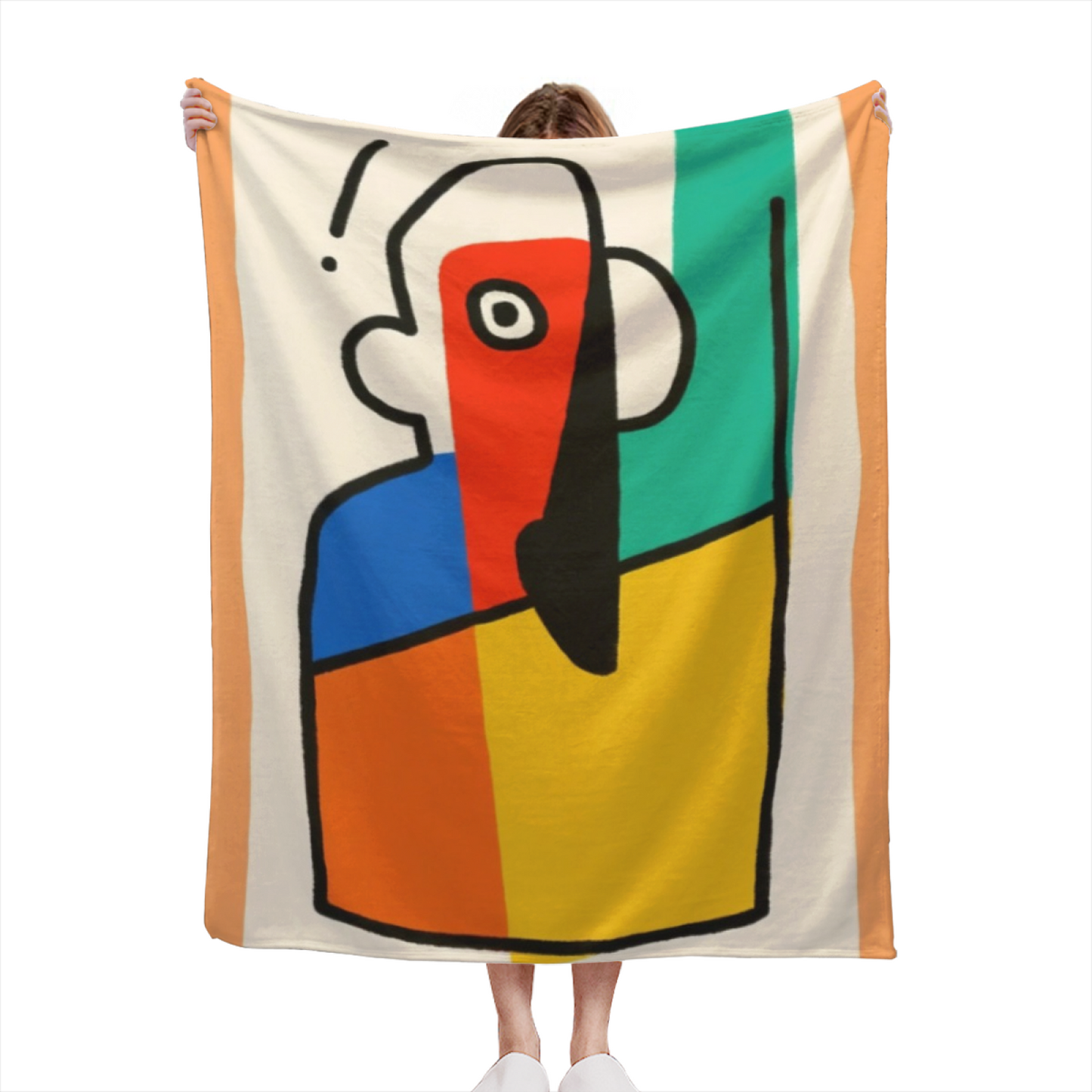 Colorful Geometric Character Art Throw Blanket ¨C Modern Abstract Printed Cozy Blanket