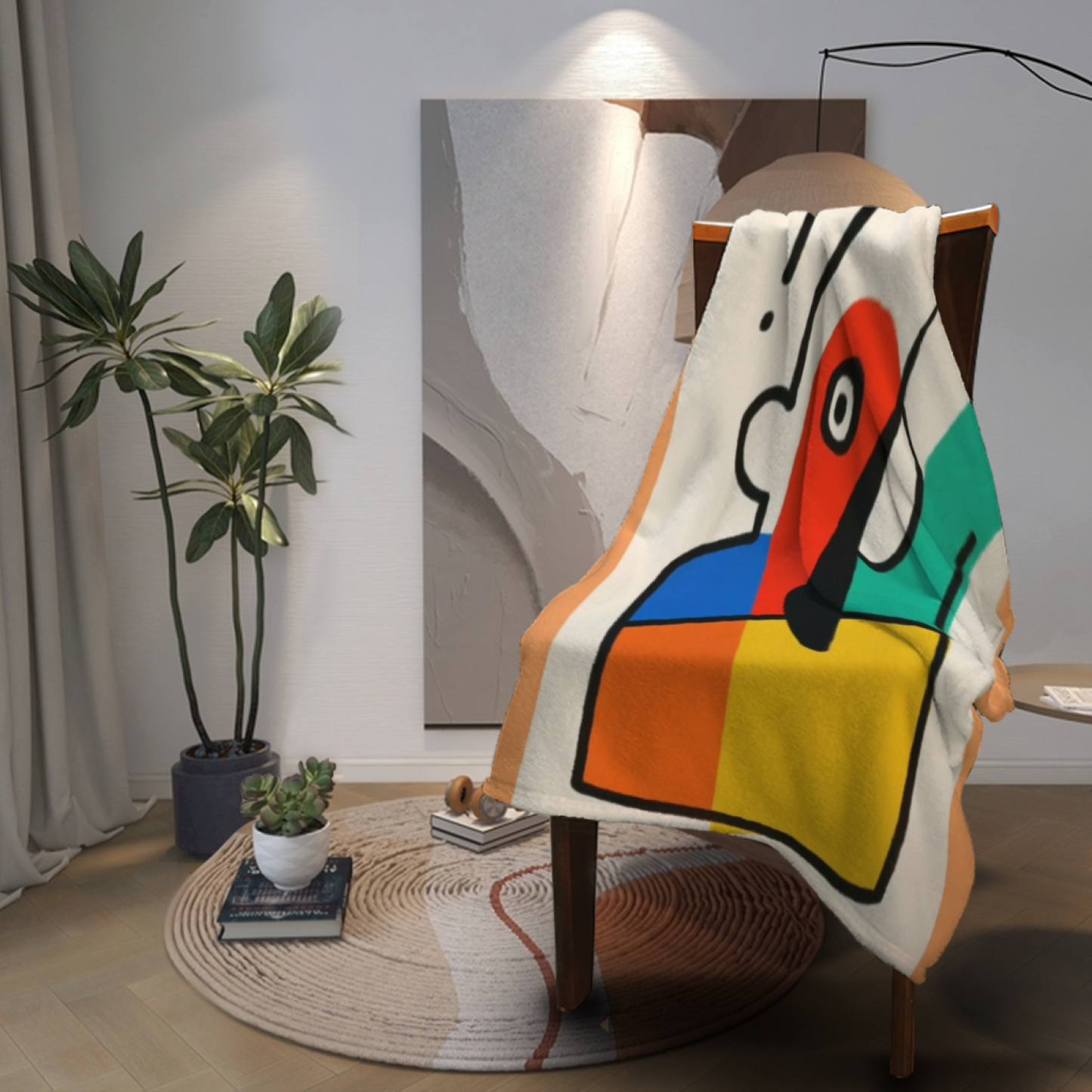 Colorful Geometric Character Art Throw Blanket ¨C Modern Abstract Printed Cozy Blanket