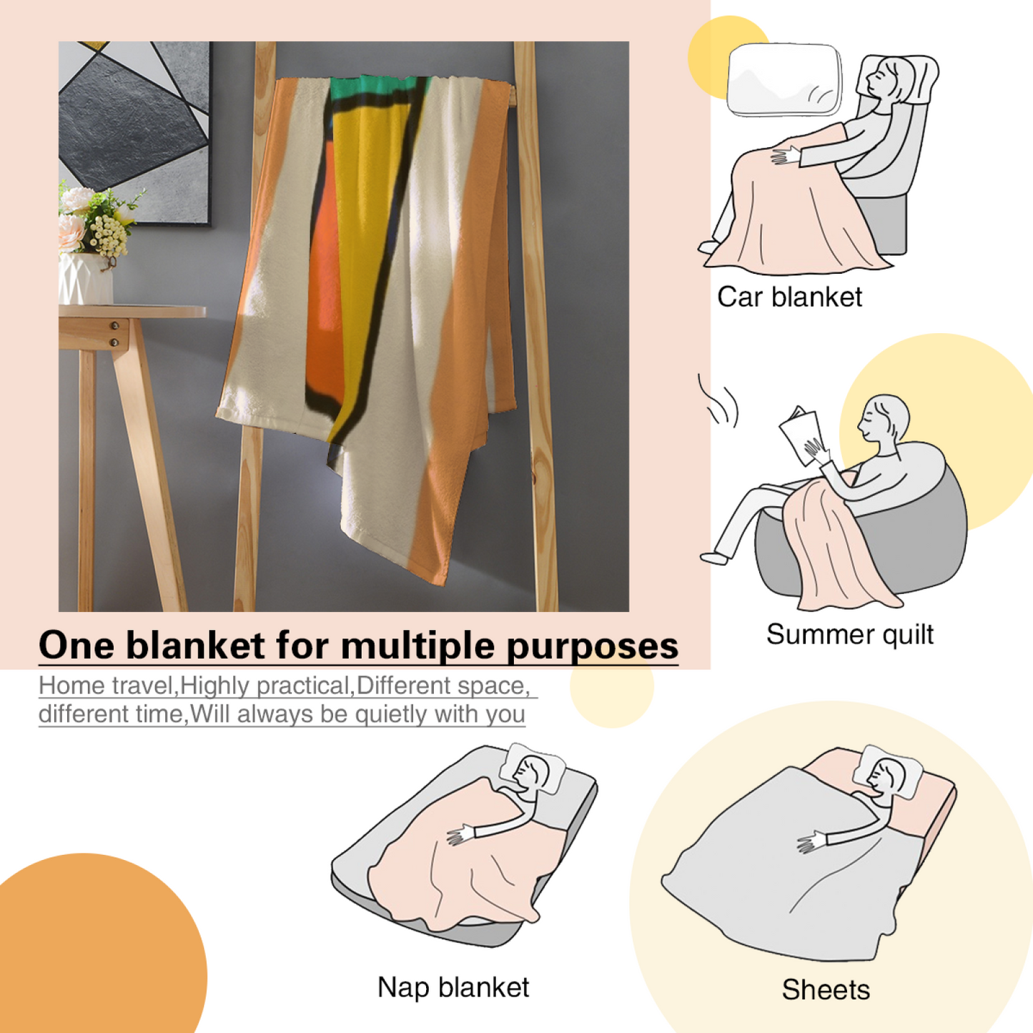 Colorful Geometric Character Art Throw Blanket ¨C Modern Abstract Printed Cozy Blanket