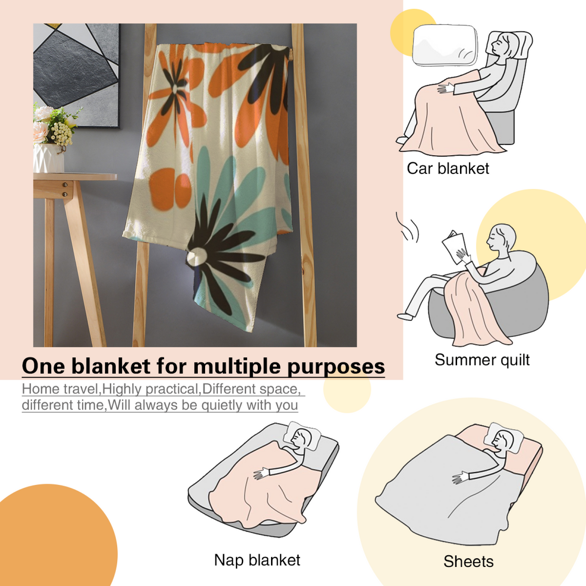 Decorative Flannel Blanket with Orchard Lagoon Cozy Cottage Artwork