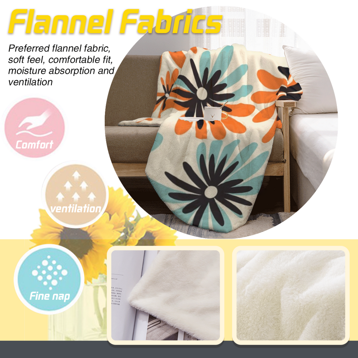 Decorative Flannel Blanket with Orchard Lagoon Cozy Cottage Artwork