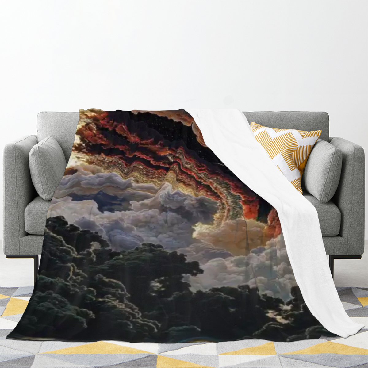 Flannel Throw Blanket with Electric Breeze Cozy Cottage Artwork