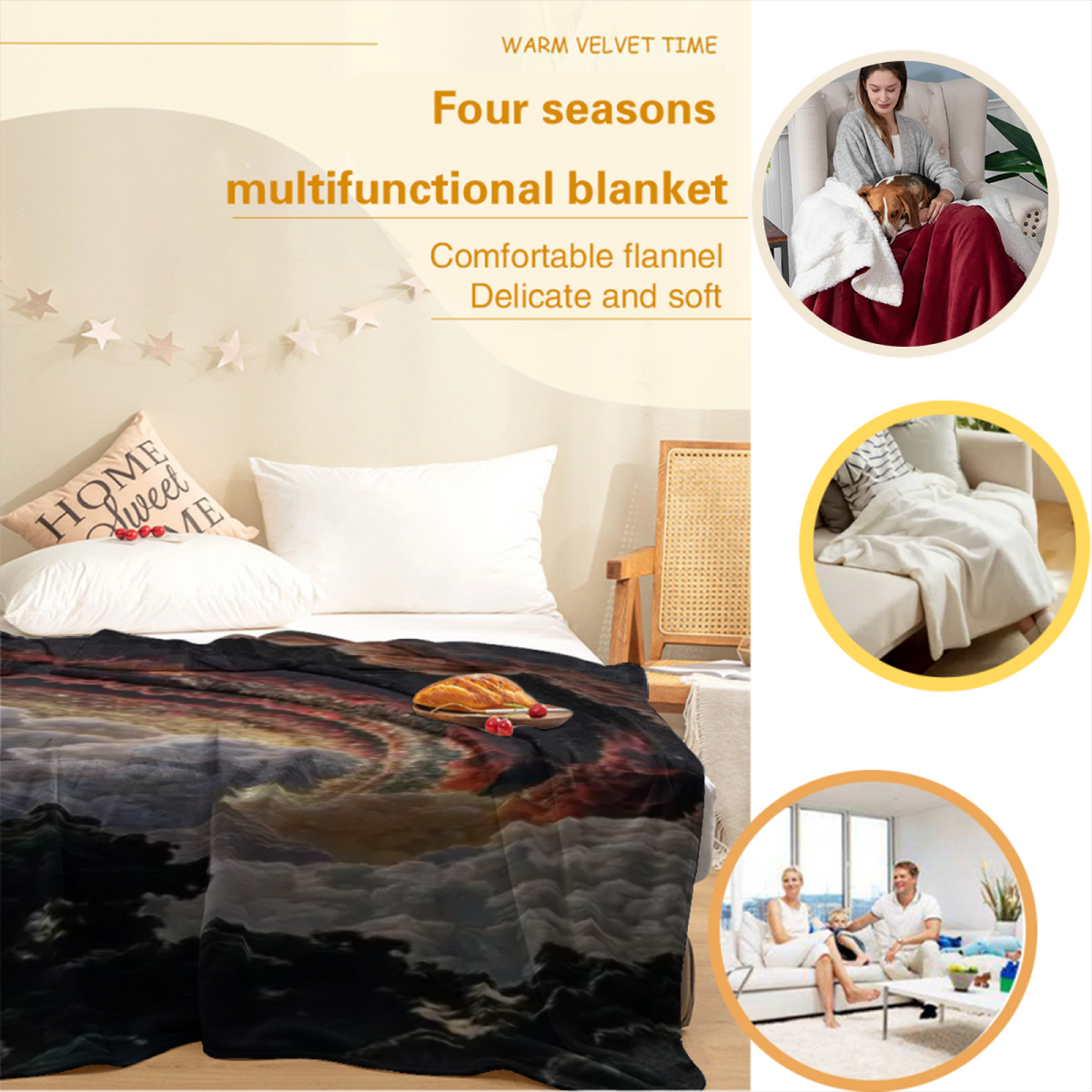 Flannel Throw Blanket with Electric Breeze Cozy Cottage Artwork