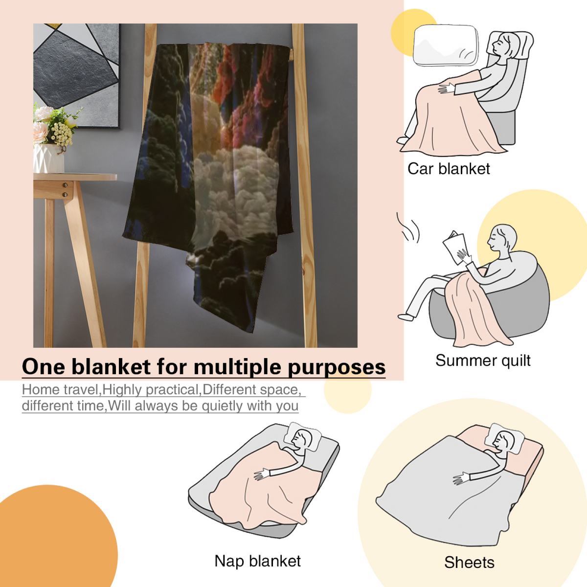 Flannel Throw Blanket with Electric Breeze Cozy Cottage Artwork