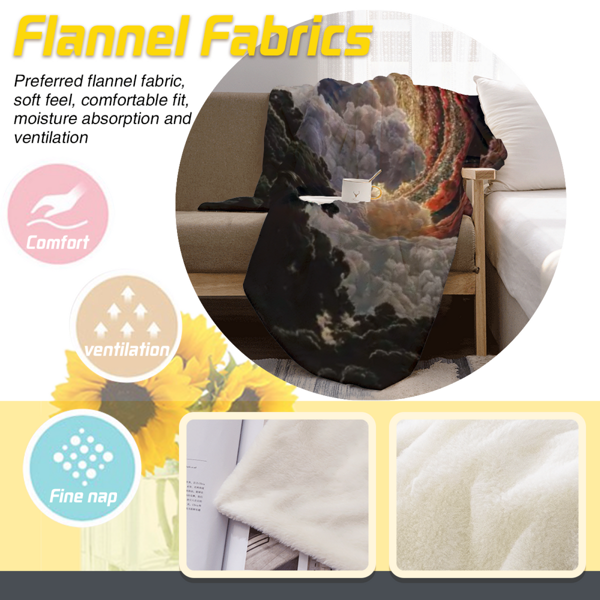 Flannel Throw Blanket with Electric Breeze Cozy Cottage Artwork