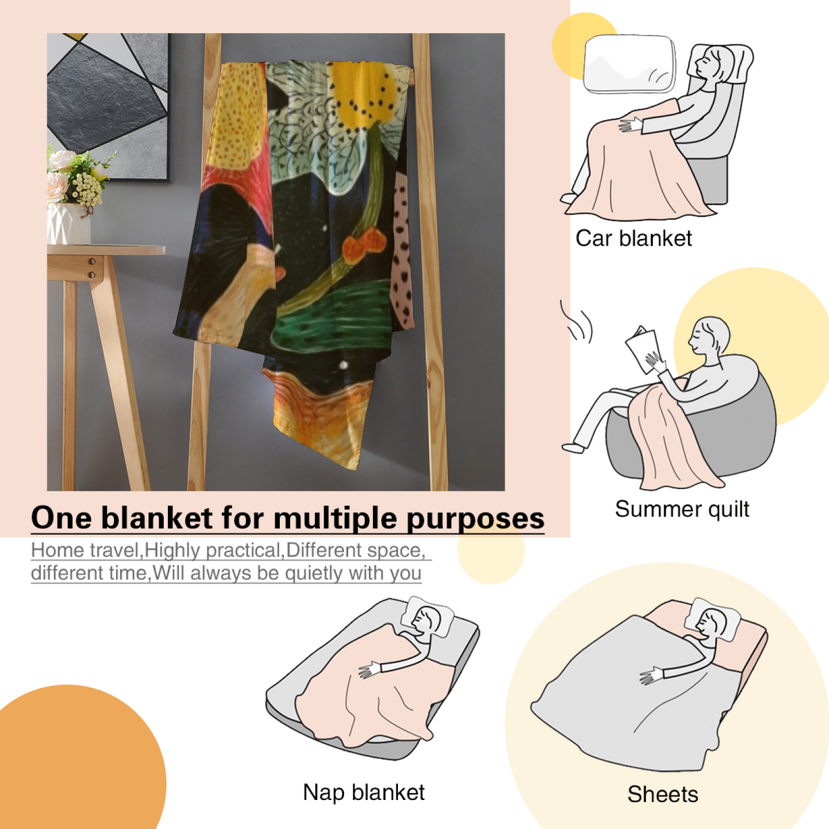 Solstice Muse Earthy Multicolor Art Plush Flannel Throw