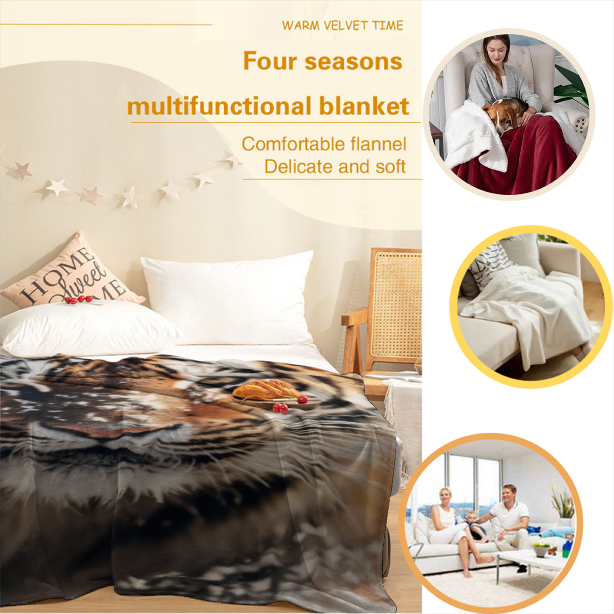 Earthy Neutral Cinnamon Blossom Lightweight Flannel Throw ¨C Contemporary Pattern