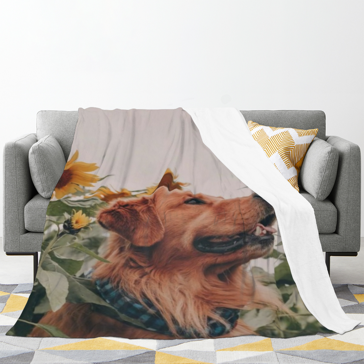 Twilight Picnic Muted Sage Art Flannel Throw Blanket