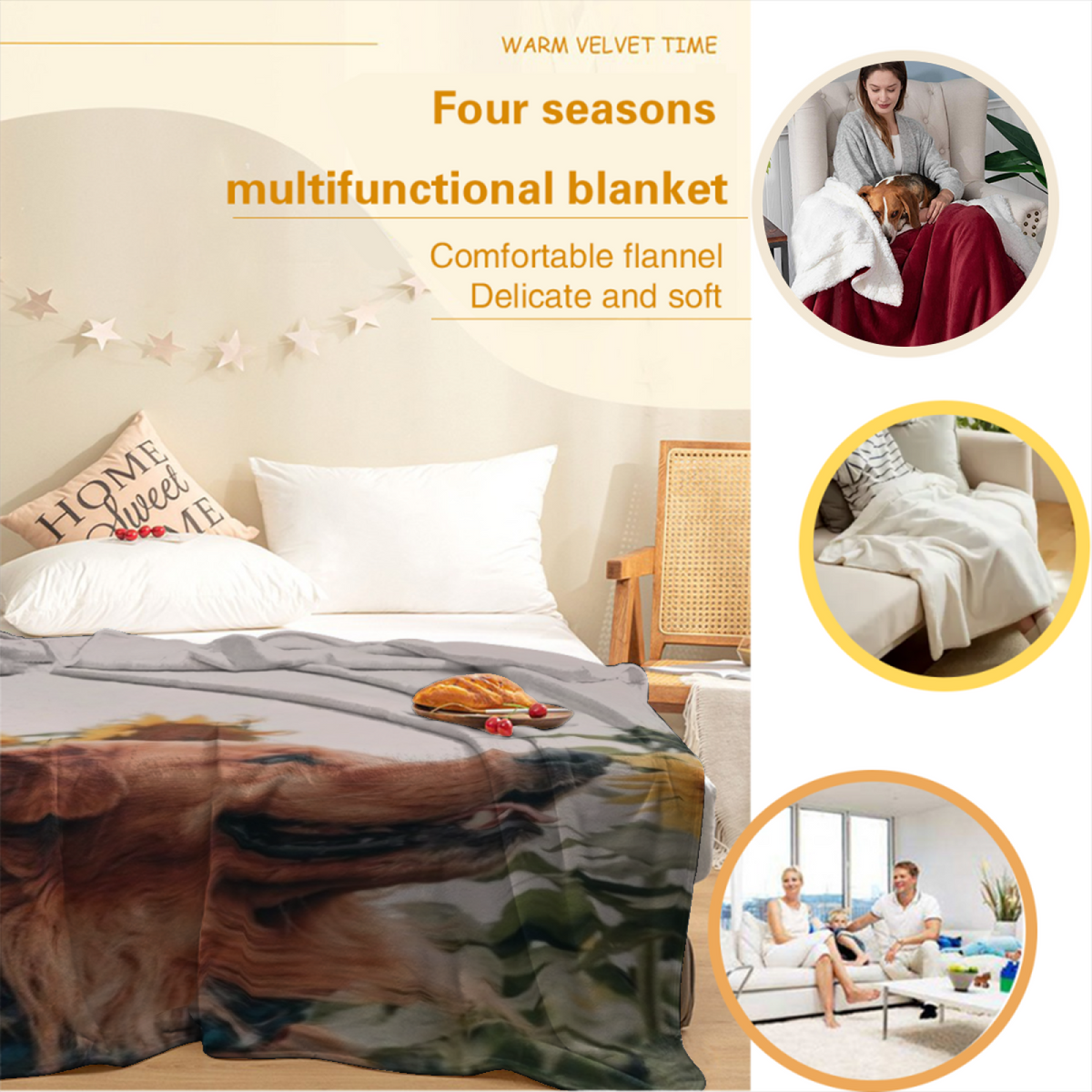 Twilight Picnic Muted Sage Art Flannel Throw Blanket