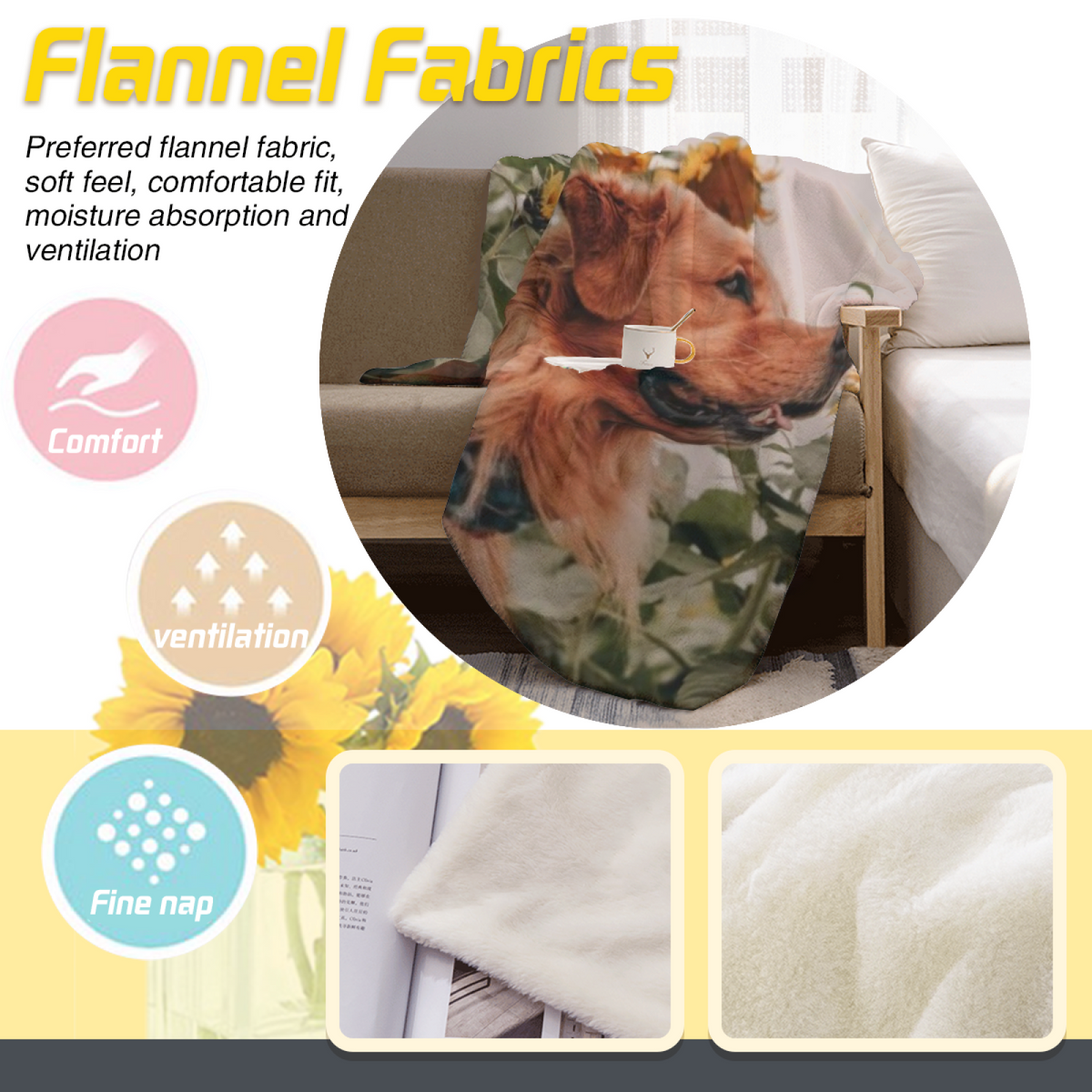 Twilight Picnic Muted Sage Art Flannel Throw Blanket