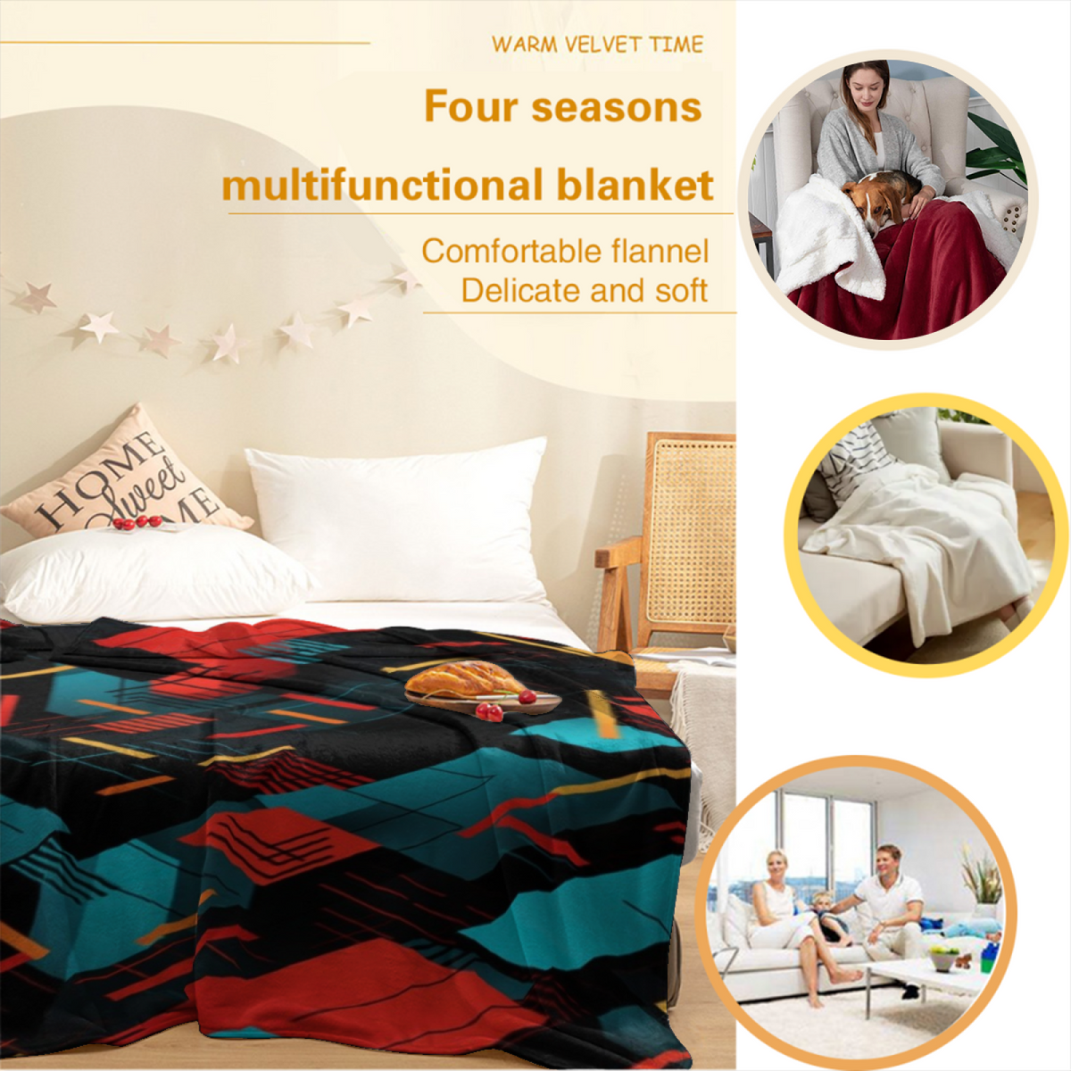 Soft Minimalist Plush Flannel Throw ¨C Luminous Lantern Collection